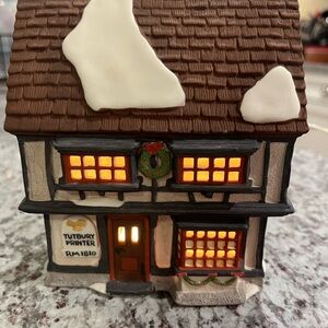 Department 56 Festive Village House with Brown Roof